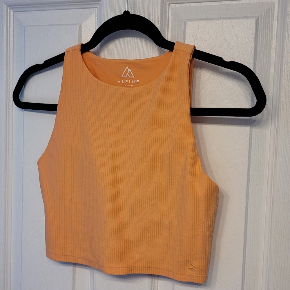 Alpine Design Ribbed Cropped Tank Top Built In Shelf Bra Removable Inserts XS - Picture 12 of 13